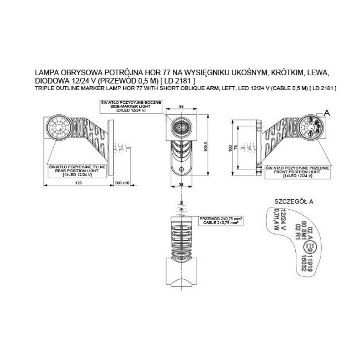 [HORPOL] LED Marker Light (Medium Tilted)