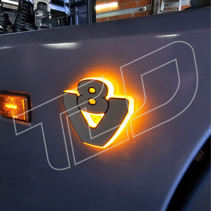 V8 Illuminated Side Spoiler Badge (13 cm)
