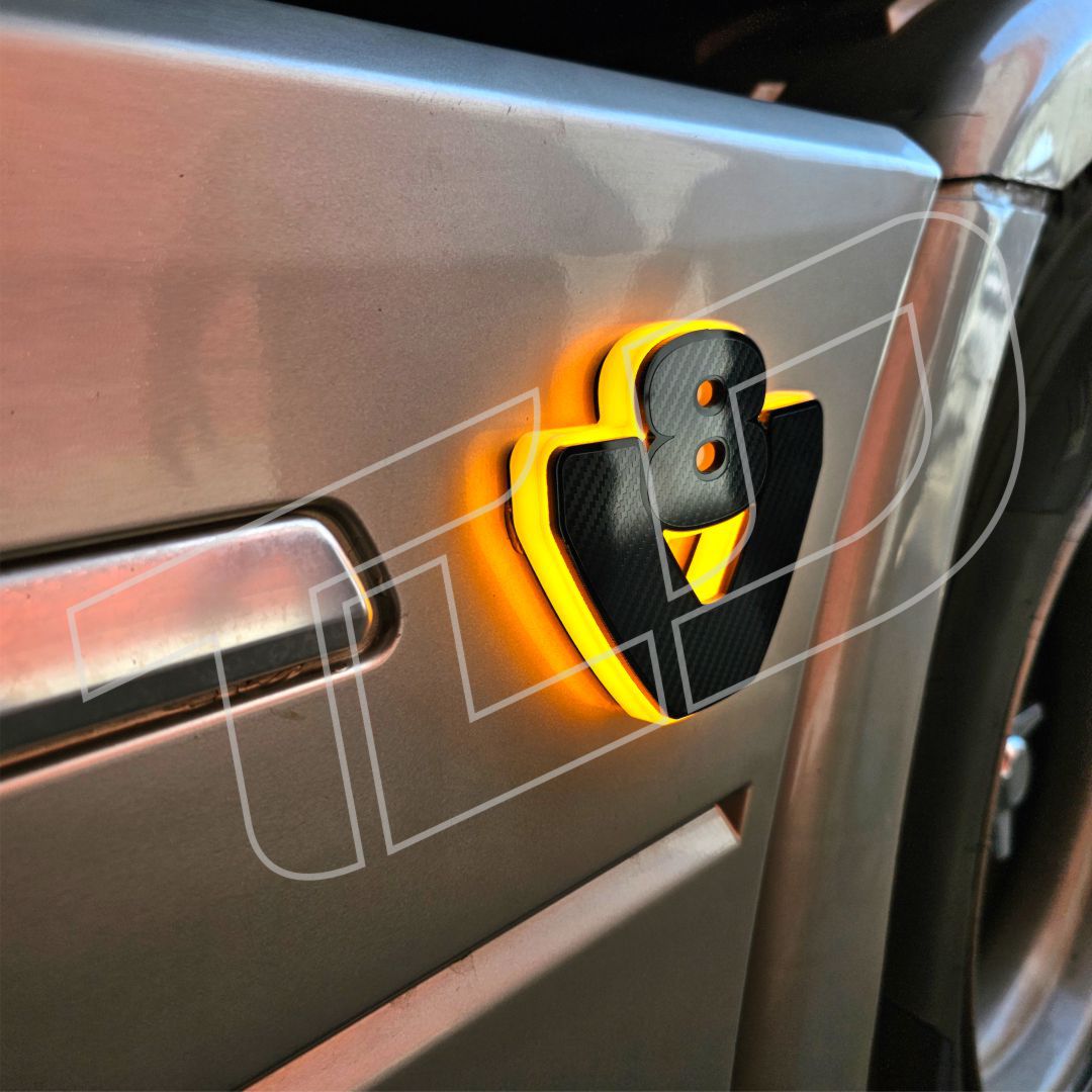 V8 Illuminated Side Spoiler Badge (13 cm)